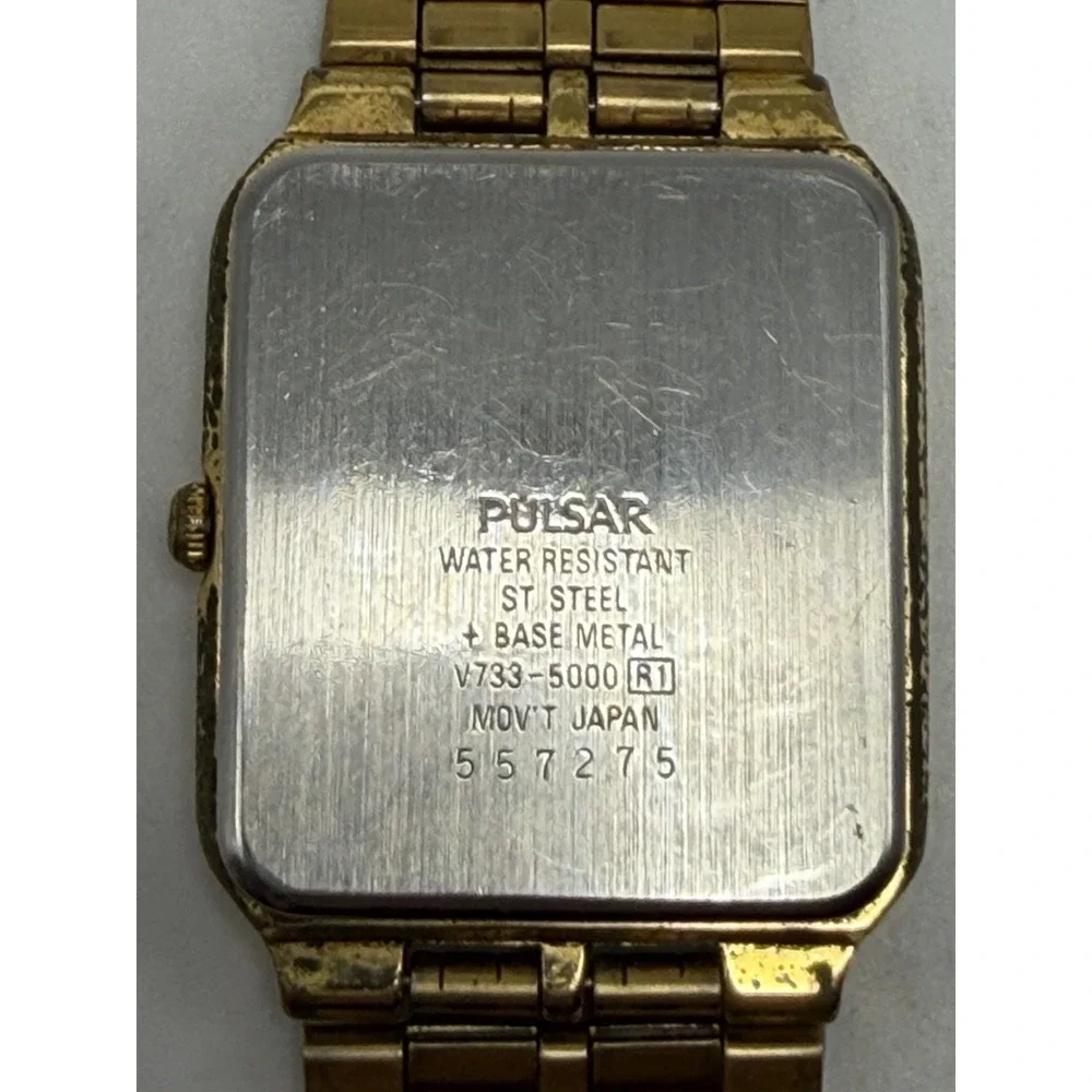 Pulsar V733-5000 New Battery Mens Tank Watch 28MM 7